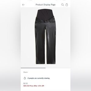 Maternity leather vegan straight 90s pants, Abercrombie and Fitch